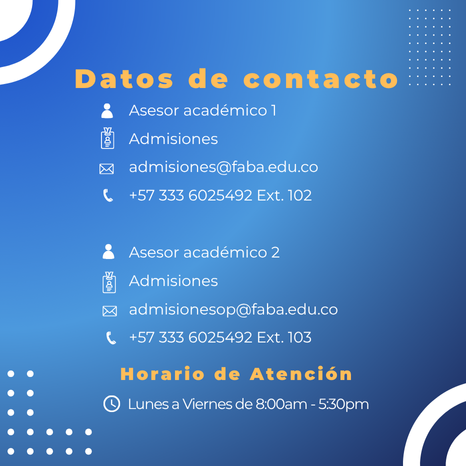 Datos de contacto Adm - Mercadeo