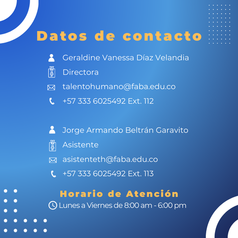 Datos de Contacto Talento Humano